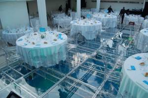 dance floor on swimming pool wedding